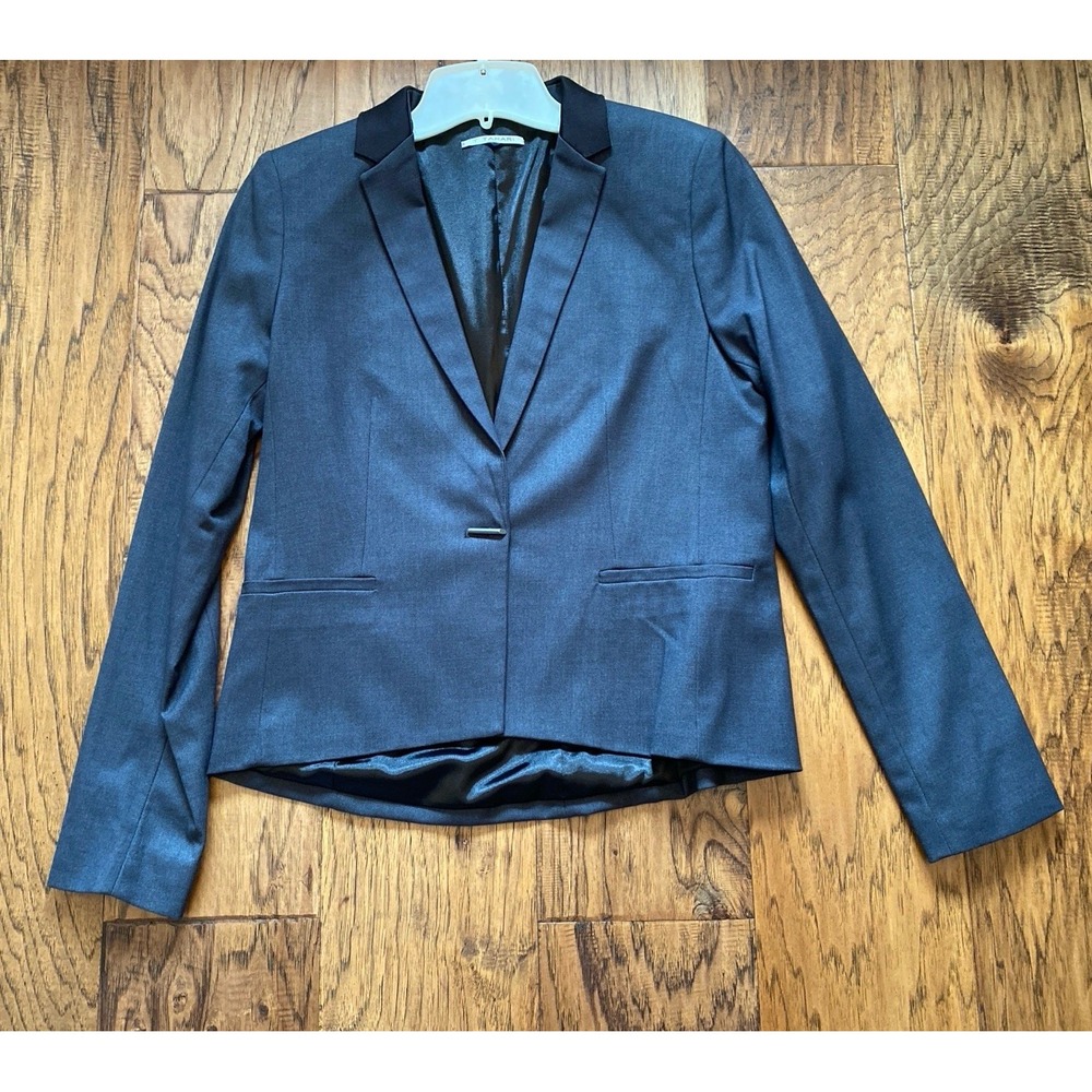 Tahari Women's Blazer Jacket Dark Charcoal Single Button Career‎ Office Suit